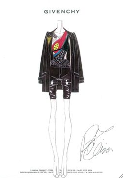 A sketch of Givenchy's archery outfit. A sketch of Givenchy's archery outfit.